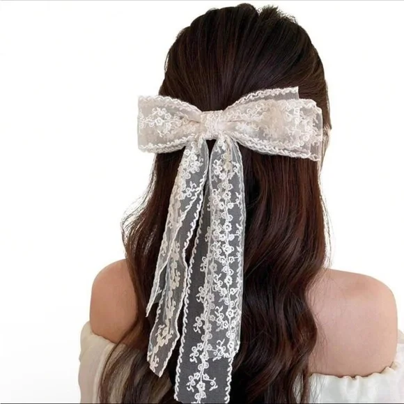 Lace Detail Bow Hair Clip - Picture 6 of 6